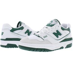 New Balance Men's 550 White and Dark Green Sneakers